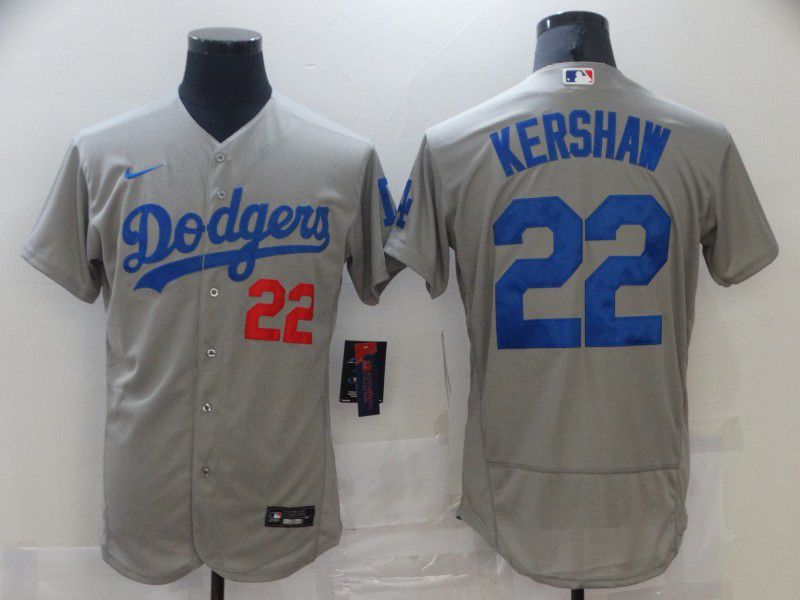 Men Los Angeles Dodgers #22 Kershaw Grey Elite 2021 Nike MLB Jersey
